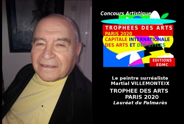 Le peintre Martial Villemonteix, lauréat du Palmarès des Trophées des Arts PARIS 2020