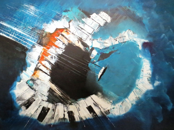  “Instrument de Musique”, Acrylic sur toile (54x73cm), oeuvre de Cécile DURET, peintre, lauréate du Palmarès.
