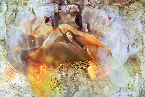 “Grottes des Sables ii ”  Encre sur papier (75x50cm) de Betty DE RUS, peintre abstraite,