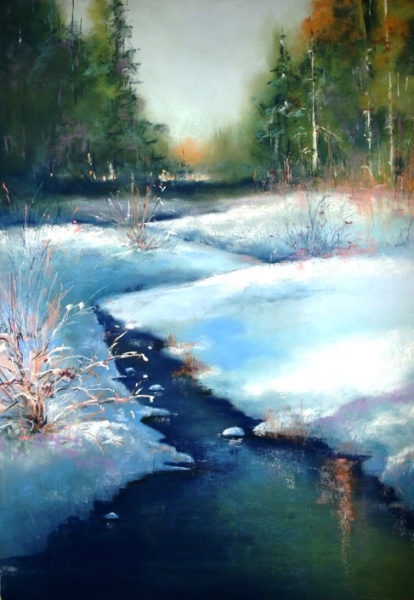 “Hiver dans les Vosges du Nord” , Pastel, (70x50cm) oeuvre de Frédéric Steinlaender