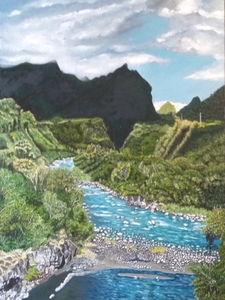 “Rivière du Mât”, huile sur toile, (73x54 cm)  oeuvre de la peintre AMI