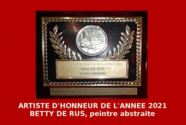 Betty De Rus, peintre, Artiste d'Honneur de l'Année 2021