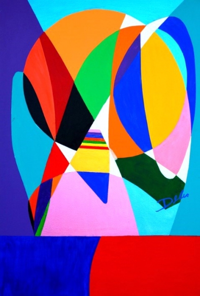 “Brio Prismique”, peinture acrylique sur toile, (60x90 cm)   Oeuvre du peintre abstrait Alain Delic
