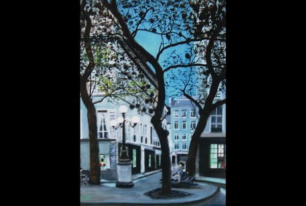 “Place Furstenberg” huile sur toile (33x41cm) peinture de Cécile Duret 
