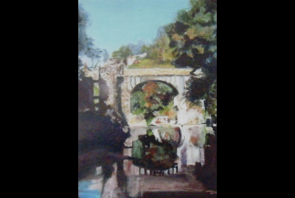 “Pont du diable”  huile sur toile (33x41cm) peinture de Cécile Duret