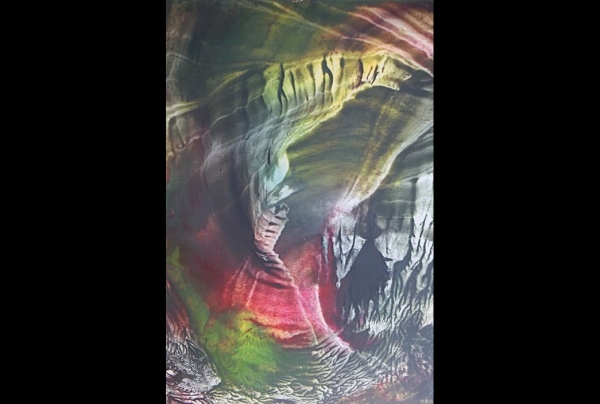 “Cénotes du Mexique I”  oeuvre de Betty De Rus  Encre sur papier (50x70cm)