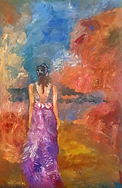 “Amaryllis”, huile sur toile, 80x54 cm, oeuvre de Jeanne SIMON, peintre 