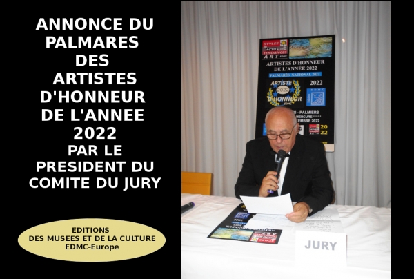 Annonce du Palmarès national des Artistes d'Honneur de l'Année 2022, Salon Dali Hôtel Mercure**** Hyères-Les-Palmiers Côte-d'Azur 