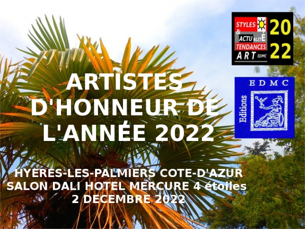 Palmarès des Artistes d'Honneur de l'Année 2022 à Hyères-Les-Palmiers, Salon Dali Hôtel Mercure**** Côte-d'Azur