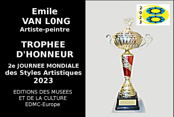 Émile Van Long, artiste peintre, peinture tactile en cloisonné. Trophée d