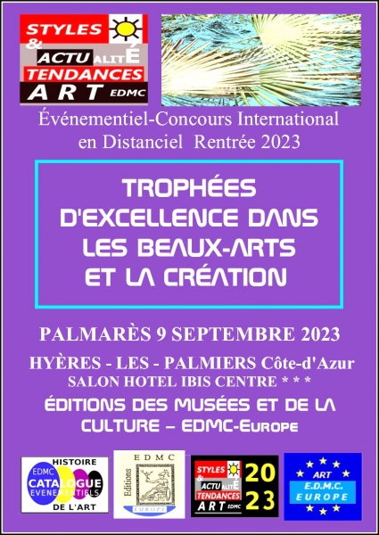 Affiche de l' Événementiel-concours des Trophées d'Excellence dans les Beaux-Arts et la Création 2023 