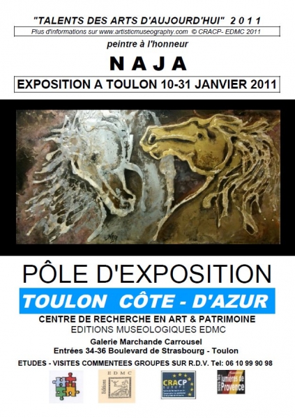 AFFICHE DE NAJA PEINTRE EN EXPOSITION EN JANVIER 2011 UN TALENT HAUT-NIVEAU 