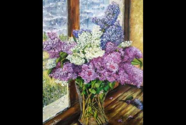 Bouquet d'Orage, (65x50cm) Acrylique sur toile de lin. Œuvre de l'artiste peintre Frédéric BOIRIE (Fred BOIRIE). Une peinture qui témoigne du sens créatif aigu de l'artiste par le choix d'une mise en situation originale de son sujet