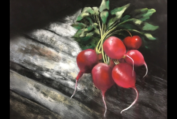 “L'Intruse” (40x50cm) pastel sec sur pastel card, de Françoise PATRIGEON, peintre pastelliste. Son Œuvre d'ensemble témoigne une authentique recherche en figuration allégorique, impulsant de nouvelles voies picturales par les titres et sujets.