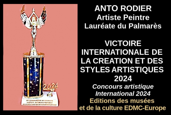 Les Victoires Internationales de la Création et des Styles Artistiques sont des distinctions éminentes qui mettent en émergence des œuvres de haut niveau et styles novateurs dans le contexte international. L'univers pictural de l'artiste ANTO honoré.