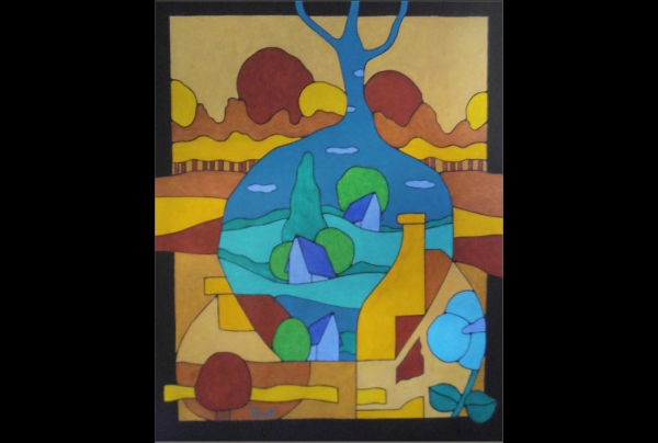 ''Racines de mon Arbre'', 92x73 cms. Toile. Acrylique. Michel MARANT, innove une nouvelle perception visuelle autour de la forme, du sens et du temps. Il redéfinit le contenu de l'art figuratif, le recomposant dans l'espace et le temps
