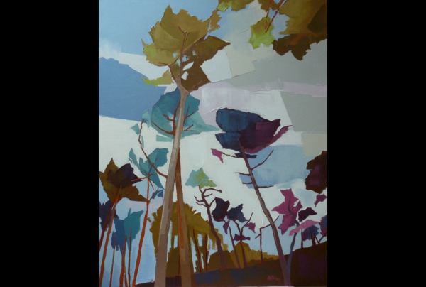 ''Les Arbres en Majesté'' 100x80cm, Huile au couteau sur toile, Françoise PAPAIL, a réussi à créer en peinture sa propre grammaire visuelle, son style sait sublimer le paysage pour transmettre son amour de la Nature