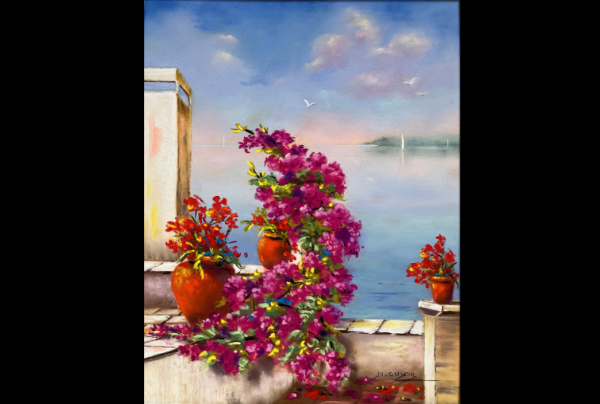 ''Un Air de Provence'' Pastel sec sur Pastel card 26x34cm Nicole GUYON crée des pastels émouvants de poésie, de bonheur ou mélancolie. Elle sait ressentir, exprimer des  sensations, faire naître au delà du visible la magie du paysage.