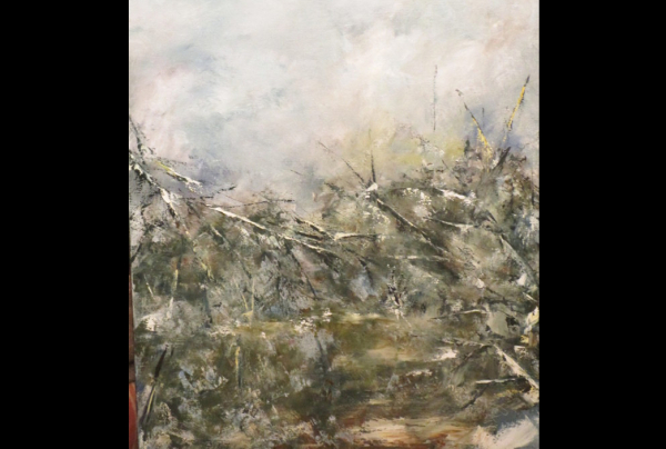 ''Branchage sur l'Étang'' , hiver, 61x46 cm. Artiste peintre empli de talent et d'amour de la nature, Michel SKUPIEN, a dénoué le secret des apparences du paysage pour apporter la vérité, la beauté de la nature dans ses tableaux et la présenter au public.