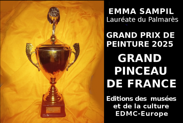 Le Grand Prix de Peinture 2025 avec titre de Grand Pinceau de France a été attribué à Emma SAMPIL, Sa maîtrise de la peinture au couteau en font une des meilleures peintre dans cette technique sur le national et l'international.  