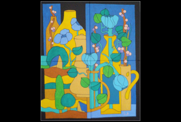 ''Vases aux Fleurs Bleues'' 2024 Acrylique 122 x 100 cms. Michel MARANT, au cœur des avant-gardes propose une composition picturale pleinement poétique. La force et l'harmonie de ses sensations, partagées, nous font vibrer. 