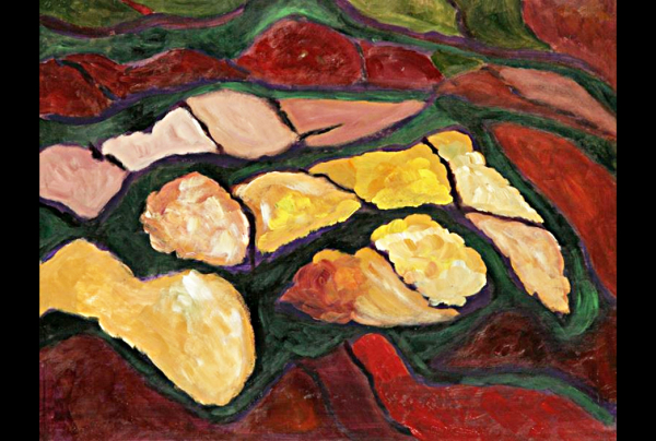 ''La Nature-Abstraction''.''L’Écorce 4''  42 x 56 cm. Acrylique sur carton. 2008 Dans cette œuvre de paysagisme abstrait du XXIe s. Jacques ANDRIESSENS exprime comment l'ordre et la régularité dans la Nature, peuvent véhiculer de l'abstraction. 