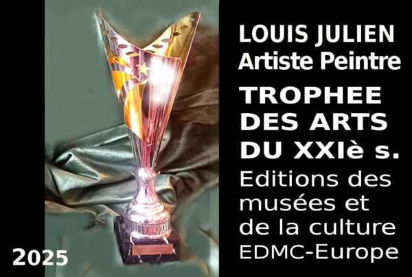 Le Trophée des Arts du XXIe Siècle marque le talent éminent de l' Artiste dans son Époque. Il consacre le sillon profond que creuse Louis JULIEN, dans l'art et qui ne se refermera plus. Trophée témoin de son temps, il se veut un signal intemporel. 