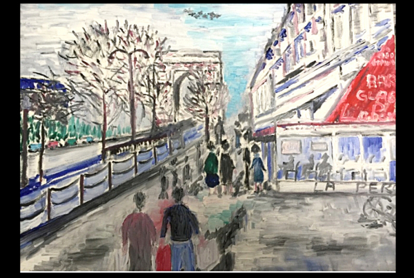 vue de PARIS, oeuvre de Toshio ASAKI, artiste peintre, une référence de l'école de Paris renouvelée du XXIe siècle. École de Paris du XXIe Siècle.