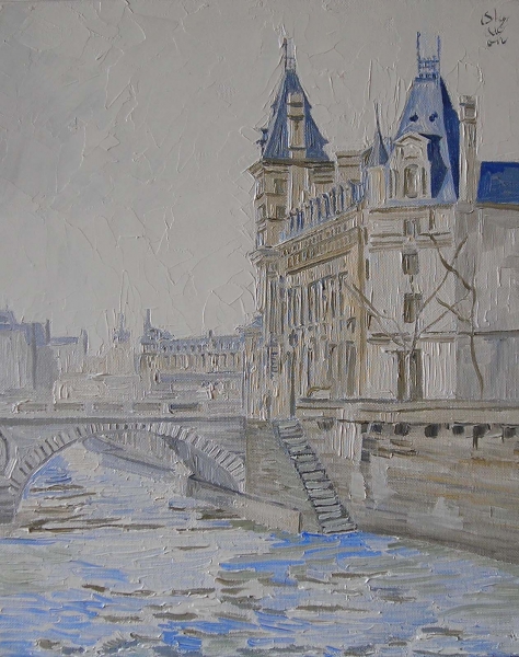 PARIS - PALAIS DE JUSTICE (32X45) PEINTURE DE PHILIPPE SKOWRON