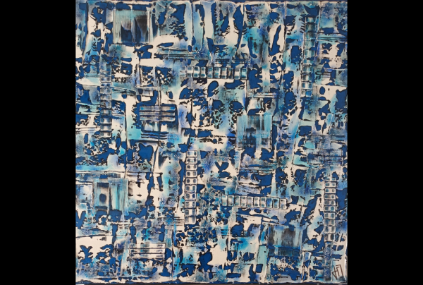  ''Entre Ciel et Mer'',  Jacqueline MORANDINI. Son impressionnisme abstrait est en phase avec notre époque,. Elle conserve son sens au paysage, sa grammaire des couleurs en exprime avant tout l'émotion première et l'esprit. 