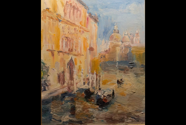 Yvon-Gilles LAMBURE, aujourd'hui avec son œuvre intitulée 'VENISE'' (65x54cm) huile sur toile de lin, en son style impressionniste du XXIe siècle, nous renvoie au souvenir de Claude MONET qui peignit nombre de toiles de la Cité des Doges en 1908.   