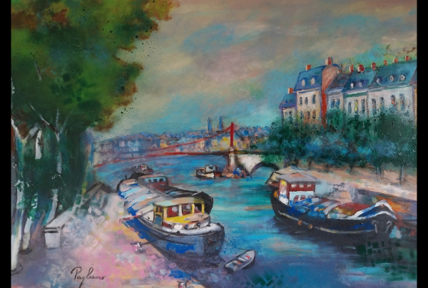 ''LYON - Saône, côté passerelle Mazaryk