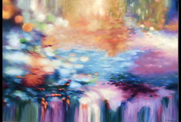 ''Nature 3'', pastel, de Janick PONCIN, un style et une présence de l'impressionnisme poussé aux dernières limites de l'abstraction. La perception de la Nature atteint l'ultime visible dans la secrète alchimie de sensations, couleurs et lumières.      