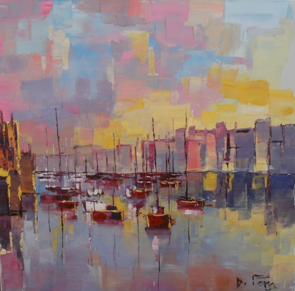 PEINTURE DAVID PONS RESTRUCTURALISME PAYSAGE PORTUAIRE