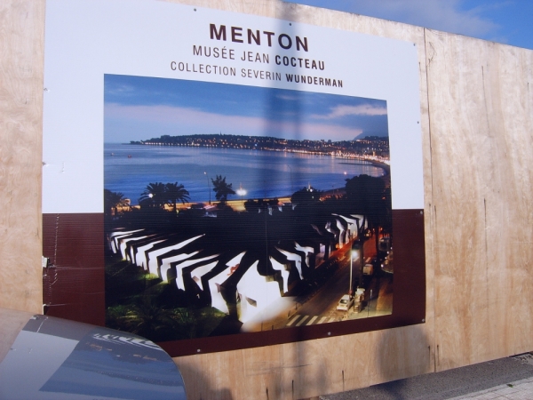 43 Affiche annonce sur chantier de construction du Musée Cocteau à Menton