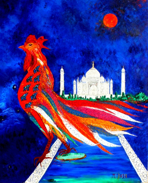 INDE: AVEC LA PEINTRE MARIE-FRANCE BUSSET ICI SON COQ REVE DU TAJ MAHAL