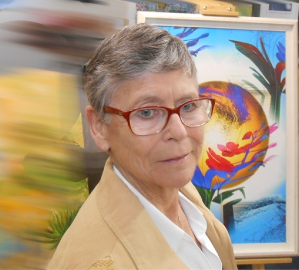 Martine ANCIAUX. Fondatrice de la photo-peinture, les succès ou les plus grand prix obtenus ne la distraient pas de son incessante innovation.