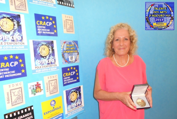 Laurence SOIGNON. Sa peinture, son style, portés par une esthétique abstraite de haut niveau international, reconnus par l'attribution de la Médaille de Peintre d'Excellence Talents des Arts d'Aujourd'hui 2015.