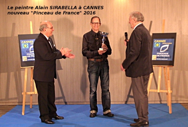 CANNES. Avril 2016. Alain SIRABELLA recevant des mains du Président du Jury des 