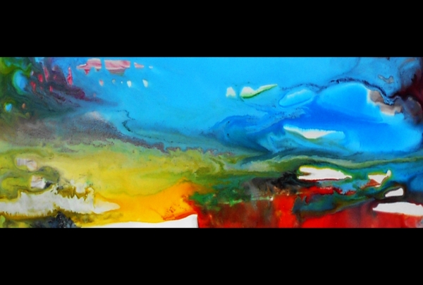 Paysage littoral abstrait de Betty de RUS (détail descriptif de l'oeuvre ici le rivage traité en abstraction)