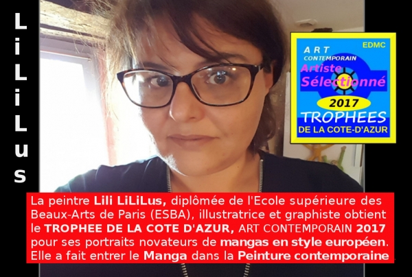 Lili LiLiLUS peintre, illustratrice, graphiste a obtenu le Trophée Côte-d'Azur Art Contemporain 2017