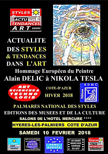 Une première internationale avec un Hommage au physicien Nikola TESLA dans l'art contemporain par le peintre abstrait international Alain DELIC
