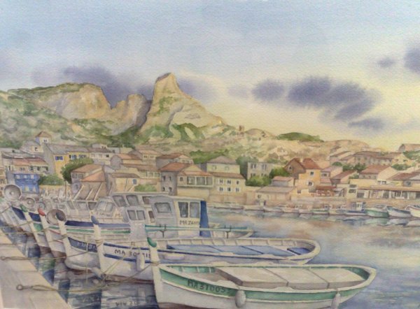 Peinture de Anik, Les Goudes - Le port