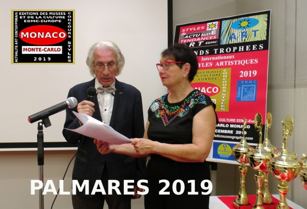 Annonce du Palmarès des Grands Trophées Internationaux des Styles Artistiques - Monaco 2019 par la co-présidente du Jury Annie d'HERPIN