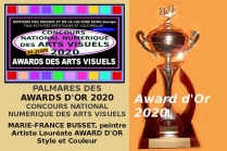 La peintre Marie-France Busset Award d'Or des Arts Visuels 2020 Concours National Numérique des Arts Visuels. .