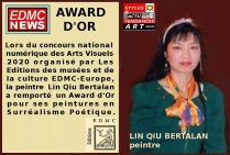 La peintre Lin Qiu Bertalan, Award d'Or des Arts Visuels 2020, lors du Concours National Numérique des Arts Visuels. 
