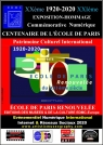 Affiche du Centenaire-Hommage à l'Ecole de PARIS 1920-2020 et de l'Exposition commémorative numérique précédent le 23 Octobre 2020
