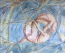 Sylvie AUVRAY COMIN pr�sentant ses peintures et expliquant sa d�marche cr�ative