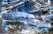 “Grottes sous Glaciers 2” Encres de Chine sur papier (75x50cm) 2021, oeuvre de Betty DE RUS, peintre abstraite, lauréate du Palmarès,