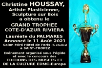 Christine Houssay, CHr, artiste plasticienne, sculpture sur bois, Lauréate du Palmarès - Grand Trophée Côte-d'Azur Riviera 2021